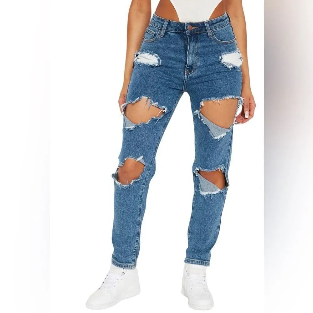 Fashion Nova Boyfriend high waist ripped skinny jeans size 5